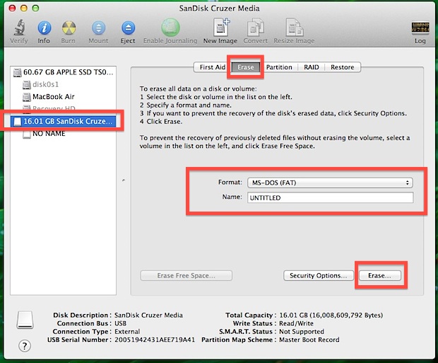 format an external hard drive or usb flash drive for mac os x